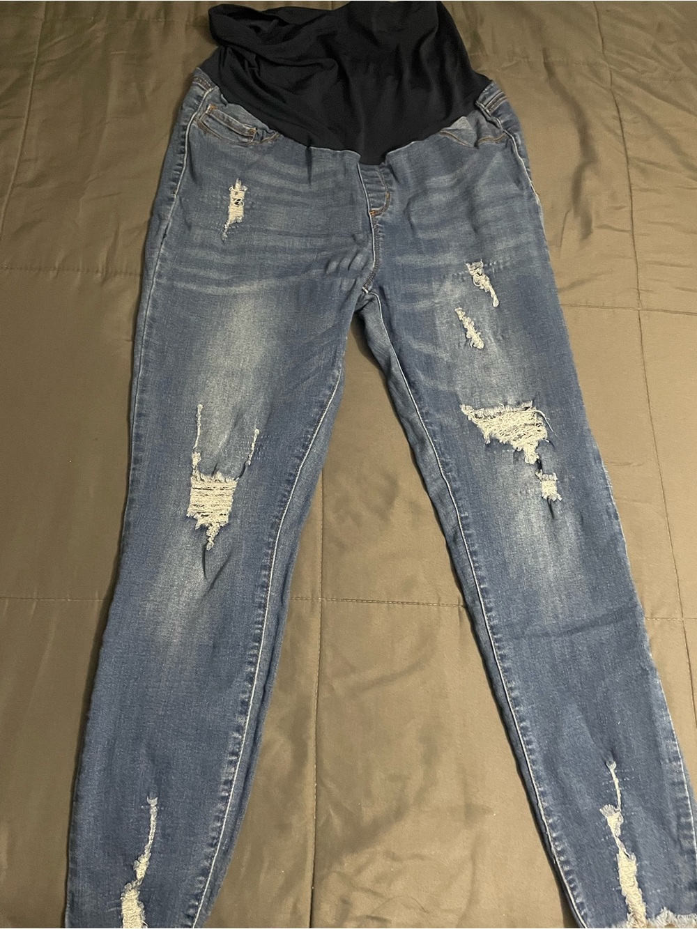 Maternity Distressed Skinny Jeans - Medium Blue